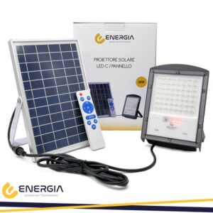 Proiettore LED 50w Luce Fredda con Pannello Solare 500 Lumen